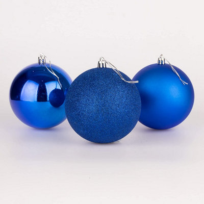 10cm/3Pcs Christmas Baubles Shatterproof Blue