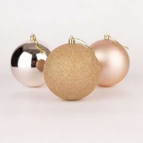 10cm/3Pcs Christmas Baubles Shatterproof Champagne Gold,Tree Decorations