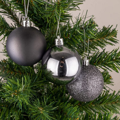 10cm/3Pcs Christmas Baubles Shatterproof Dark Grey