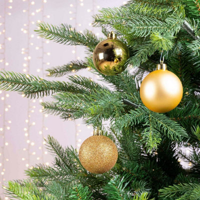 10cm/3Pcs Christmas Baubles Shatterproof Gold