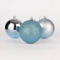 10cm/3Pcs Christmas Baubles Shatterproof Light Blue,Tree Decorations