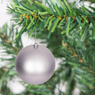 10cm/3Pcs Christmas Baubles Shatterproof Mid Grey