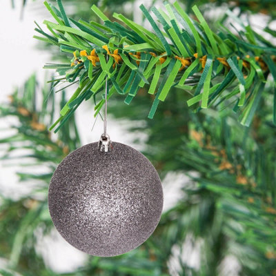 10cm/3Pcs Christmas Baubles Shatterproof Mid Grey - 4