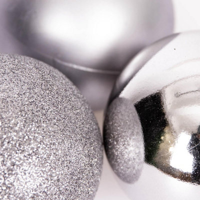10cm/3Pcs Christmas Baubles Shatterproof Mid Grey - 5