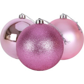 10cm/3Pcs Christmas Baubles Shatterproof Pale Pink,Tree Decorations