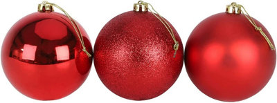 10cm/3Pcs Christmas Baubles Shatterproof Red - 3
