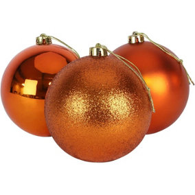 10cm/3Pcs Christmas Baubles Shatterproof Rose Gold,Tree Decorations