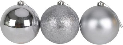 10cm/3Pcs Christmas Baubles Shatterproof Silver