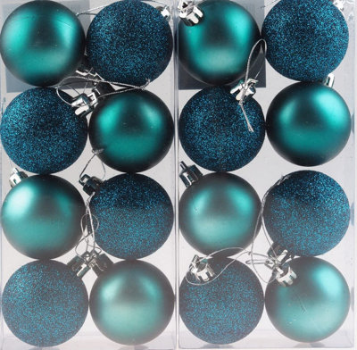 10cm/3Pcs Christmas Baubles Shatterproof Teal Blue,Tree Decorations Price Comparisons | Compare The Build