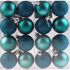 10cm/3Pcs Christmas Baubles Shatterproof Teal Blue,Tree Decorations