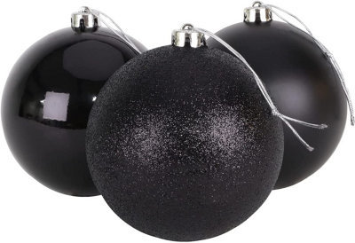 10cm/6Pcs Christmas Baubles Shatterproof Black