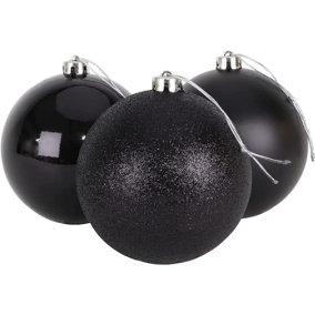 10cm/6Pcs Christmas Baubles Shatterproof Black,Tree Decorations