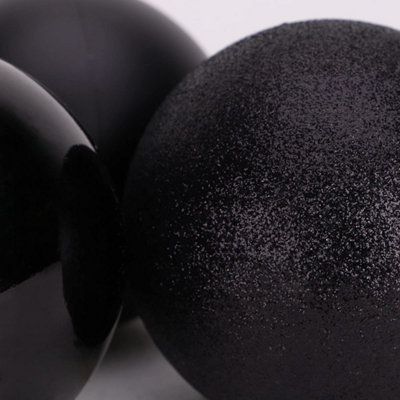 10cm/6Pcs Christmas Baubles Shatterproof Black