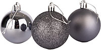 10cm/6Pcs Christmas Baubles Shatterproof Dark Grey,Tree Decorations