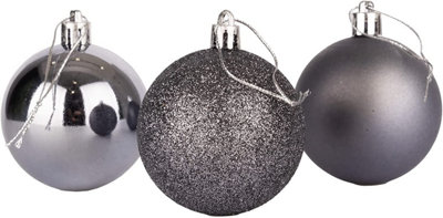 10cm/6Pcs Christmas Baubles Shatterproof Dark Grey,Tree Decorations