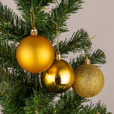 10cm/6Pcs Christmas Baubles Shatterproof Gold