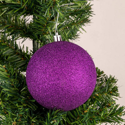 10cm/6Pcs Christmas Baubles Shatterproof Purple