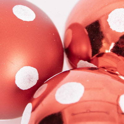 10cm/6Pcs Christmas Baubles Shatterproof Red and White - 7