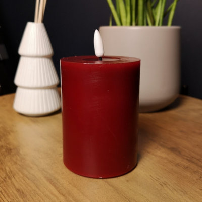 10cm Battery Operated Red Melted Top Flickabright LED Candle
