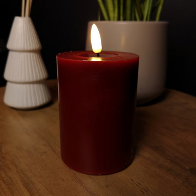 10cm Battery Operated Red Melted Top Flickabright LED Candle