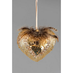 10cm Gold Heart - Christmas Hanging Decoration