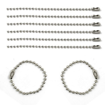 10cm Silver Metal Chain, Ball Bead Chain Extender, 100pcs
