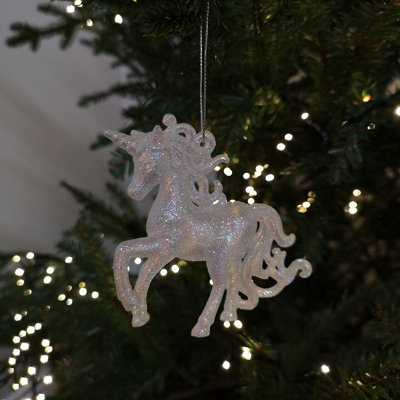 10cm Unicorn Bauble Christmas Tree Decoration with Iridescent ...