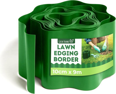 10cm x 9m Flexible Lawn Edging Border Roll PVC Garden Edging for Flower Beds, Pathways, Landscaping & Lawn Borders