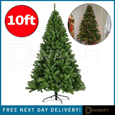 10FT/3M ARTIFICIAL CHRISTMAS TREE XMAS REALISTIC GREEN NATURAL BRANCHES ...