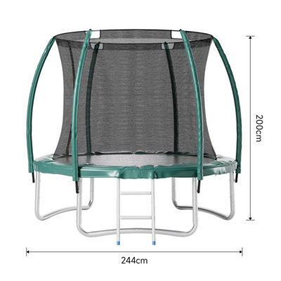10FT Outdoor Round Trampoline with Safety Net Enclosure and Ladder Dark Green
