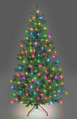 10Ft Pre-Lit Artificial Christmas Green Tree Alaskan Pine Tips Xmas Home Decorations Metal Stand Warm Multicolour LEDs - 3