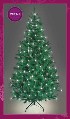 10FT Prelit Green Alaskan Pine Christmas Tree Cool White LEDs - 3