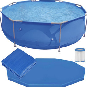10ft Steel Frame Garden Swimming Pool Pump & Accessories Set - 76cm Deep Kids