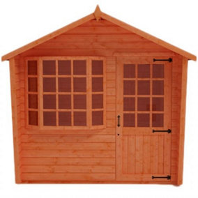 10ft x 10ft (2.95m x 2.95m) Wooden Bay Window Tongue and Groove APEX Summerhouse (12mm T&G Floor + Roof) (10 x 10) (10x10)