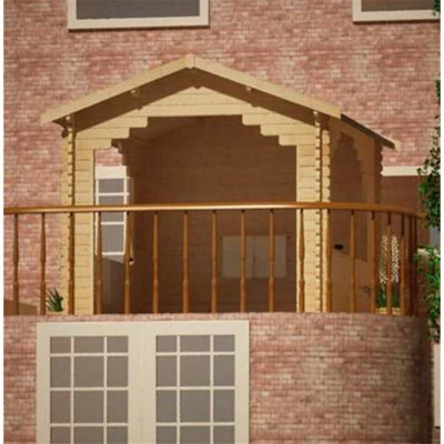 10ft x 10ft (2.95m x 2.95m) Wooden Garden Shelter (44mm Log Thickness) (10 x 10) (10x10) - 3