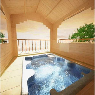10ft x 10ft (2.95m x 2.95m) Wooden Garden Shelter (44mm Log Thickness) (10 x 10) (10x10) - 6