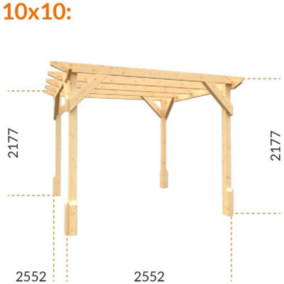 10ft x 10ft (2950mm x 2950mm) Horsforth Billings Garden Pergola - 7