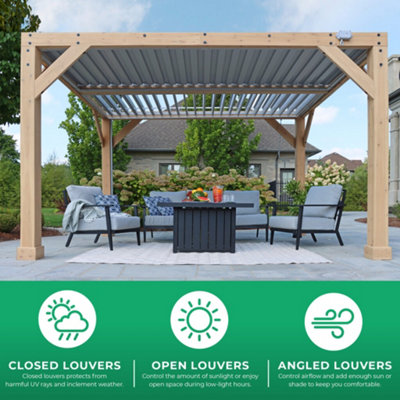 10ft x 12ft Meridian Wood Room with Louvered Roof - 5