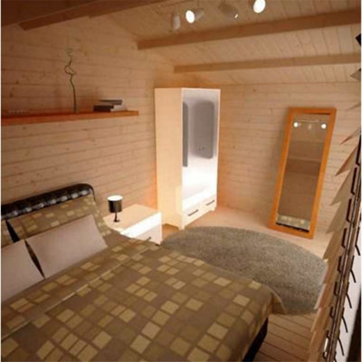 10ft x 14ft (2.95m x 4.15m) Rosco 44mm Wooden Log Cabin (19mm Tongue and Groove Floor and Roof) (10 x 14) (10x14) - 6