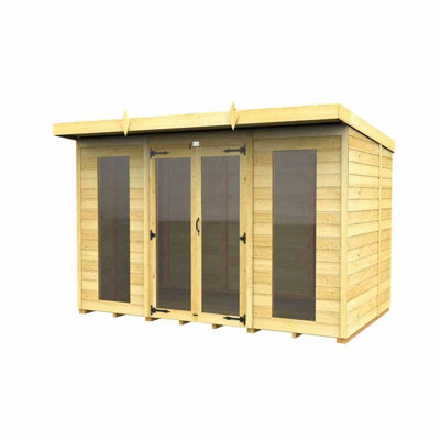 10ft x 5ft Pent Summer House (Full Height Window) - Wood - L 147 x W 302 x H 201 cm