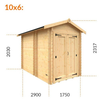 10ft x 6ft (2900mm x 1750mm) Horsforth "The Omaha" 19mm Log Cabin - 8