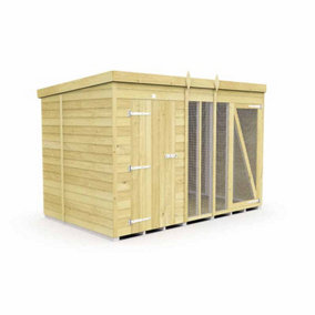 10ft X 6ft Dog Kennel and Run Full Height - Wood - L 178 x W 302 x H 201 cm
