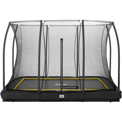 10ft x 7ft Salta Black Rectangular Comfort Edition Inground Trampoline with Enclosure