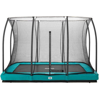 10ft x 7ft Salta Green Rectangular Comfort Edition Inground Trampoline with Enclosure