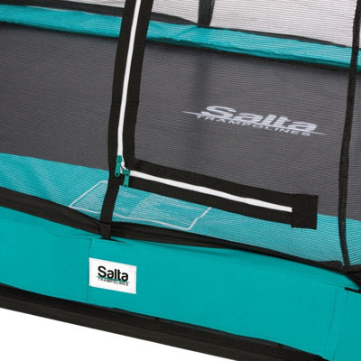 10ft x 7ft Salta Green Rectangular Comfort Edition Inground Trampoline with Enclosure
