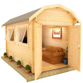 10ft x 8ft (2.95m x 2.35m) Neo Barn 28mm Wooden Log Cabin (19mm Tongue and Groove Floor and Roof) (10 x 8) (10x8)