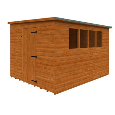 10ft x 8ft (2950mm x 2350mm) Horsforth Shiplap Lean-to Pent Shed with 4 Windows (12mm Tongue and Groove Floor and Roof)