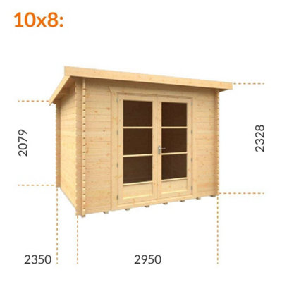 10ft x 8ft (2950mm x 2350mm) Horsforth "The Hartford" 28mm Log Cabin - 9