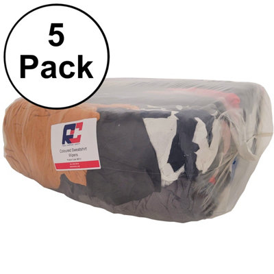 10kg Bag of Rags - Bale of Mixed Coloured Sweatshirt Cotton Rags (Pack ...