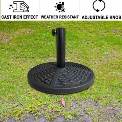 10kg Rattan Effect Garden Parasol Base Umbrella Stand Outdoor Furniture Awning